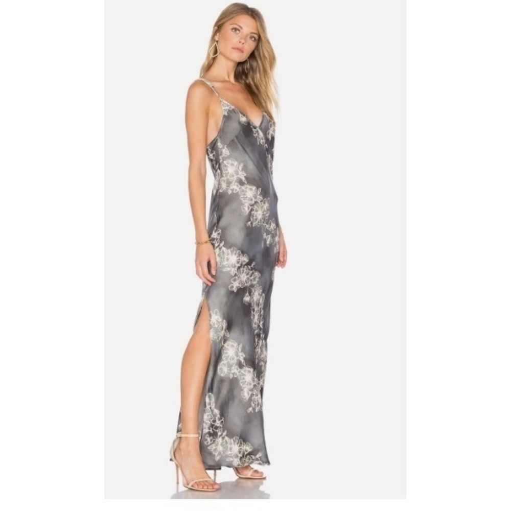 Free People Dress Womens M Cassie Satin Floral Strappy Sleeveless Backless Maxi